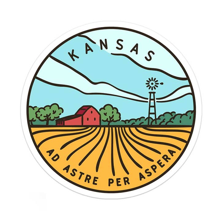 Autocollant Kansas pour la vente par Albion Mercantile Co.