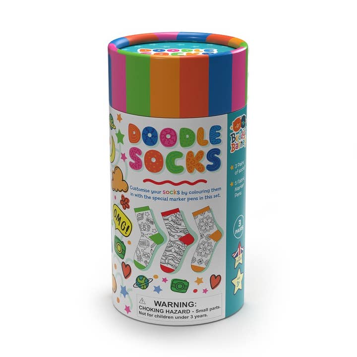 Kit de chaussettes pour enfants à colorier avec marqueurs pour tissu pour la vente par Buddy and Barney LLC