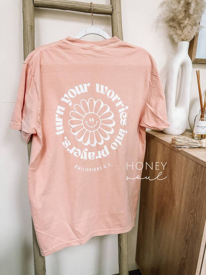 Honey Soul LLC - Wholesale Screen Printed T-Shirt - Women's - ORIGINAL Turn Your Worries Into Prayers Graphic Tee7