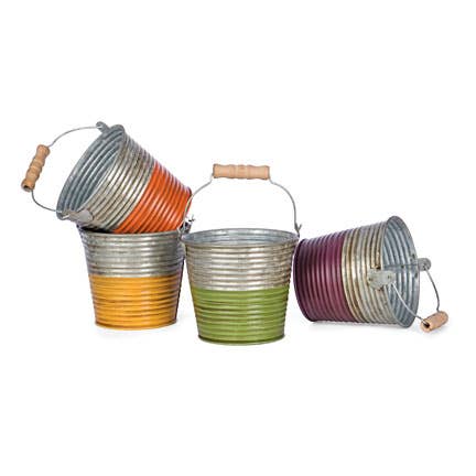 Willow Group - Wholesale Plant Pot - Spring Herb Tin Bucket Planters w/ Wood Handles