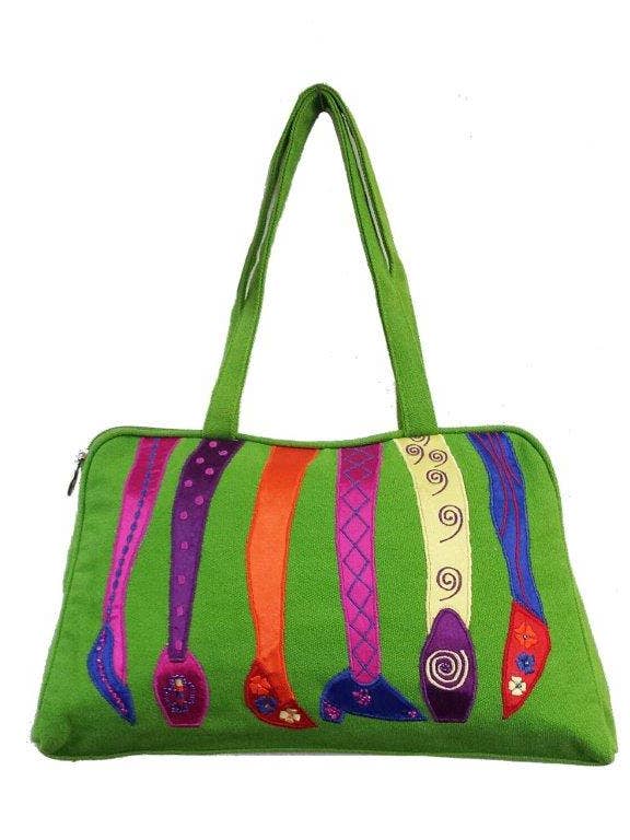 A COTTON SHOES-HANDBAG APPLIQUE TOTE for wholesale by Ricki designs