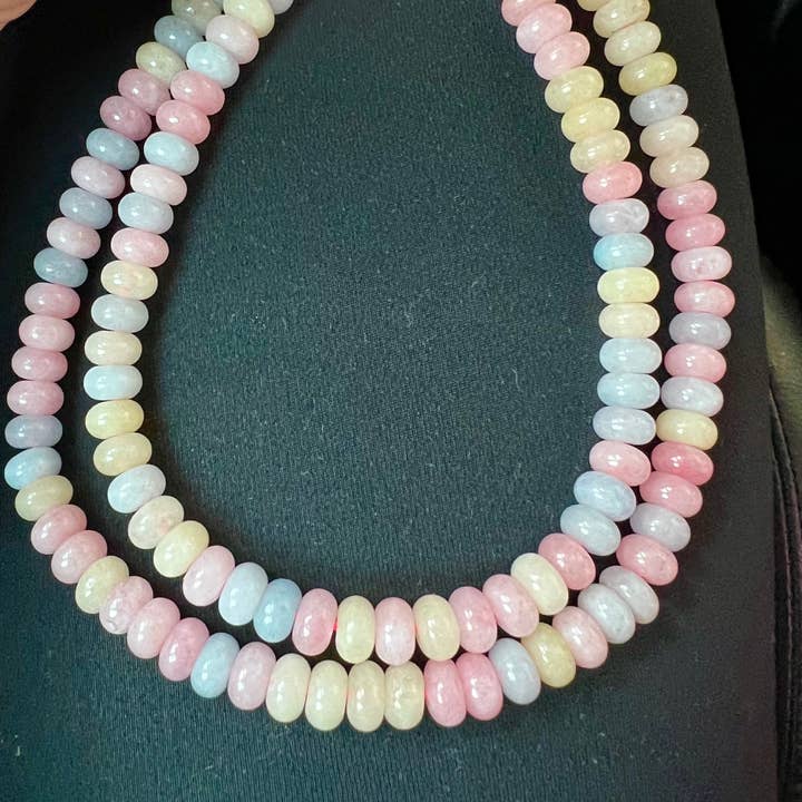 Sonya Renee Jewelry - Wholesale Beaded/Pearl Necklace - Lilly Gemstone Bead Necklace multi-color 8mm opals jade 96