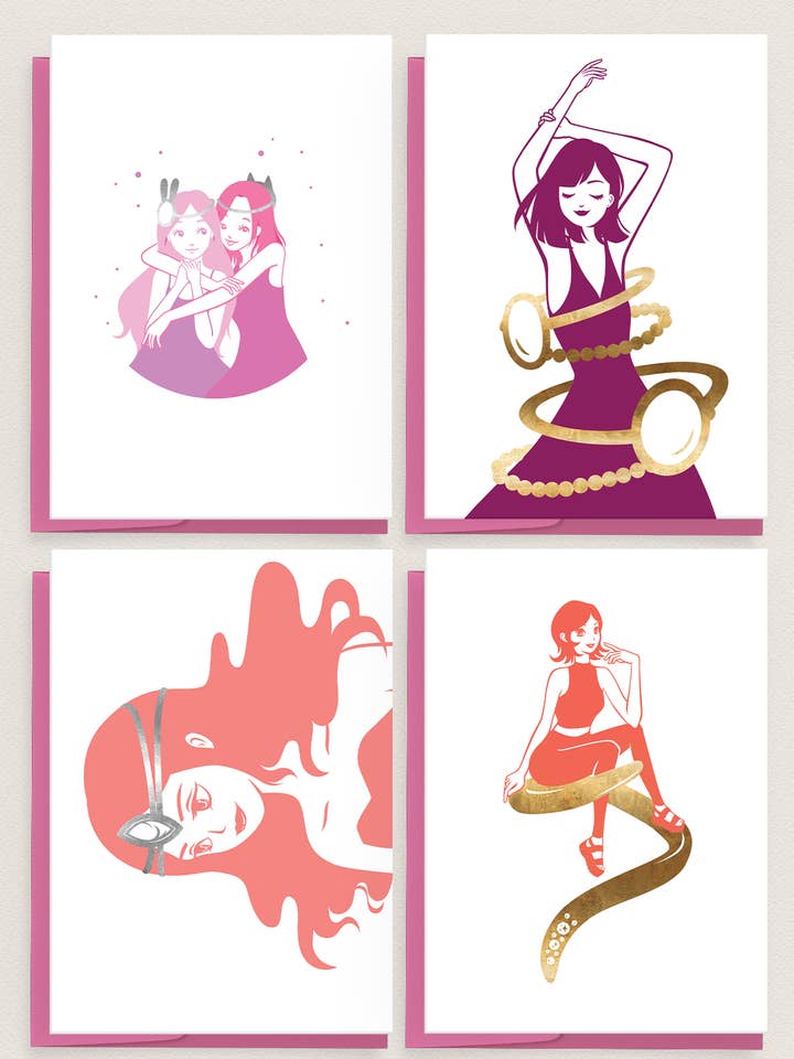 Bridesmaids Wenskaarten 4 Pack voor wholesale door Ivycdraws