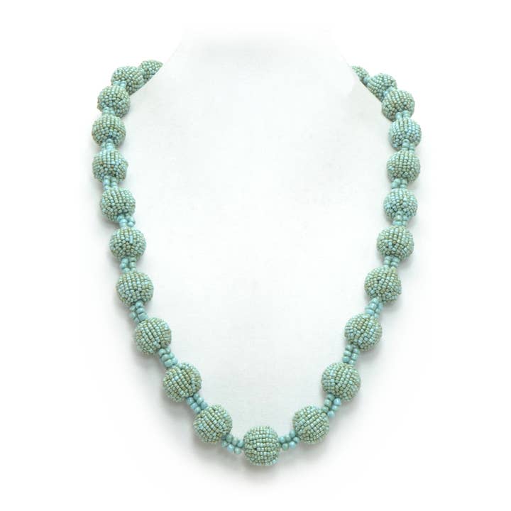 Erik & Mike - Wholesale Beaded/Pearl Necklace - 30" ball necklace seed bead in Antique Turquoise