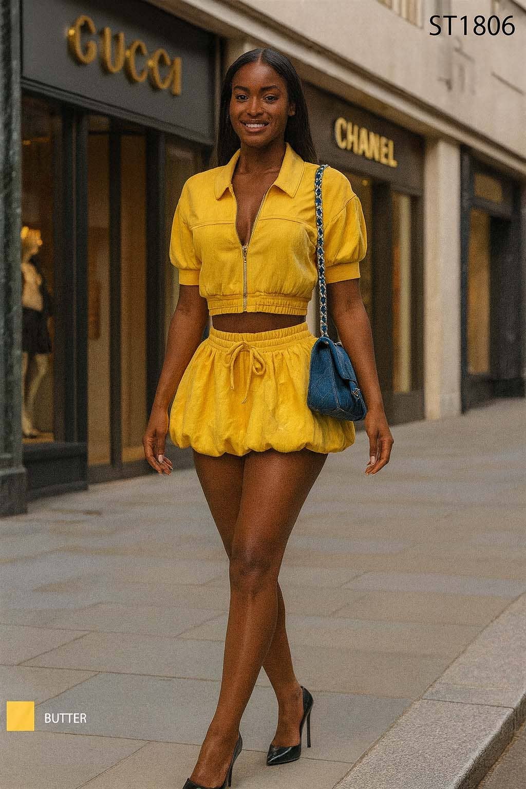 Dalia Studio – wholesale Top & skirt set – Women's – MINERAL WASH SHORT BOMBER & BUBBLE SKORT SET9