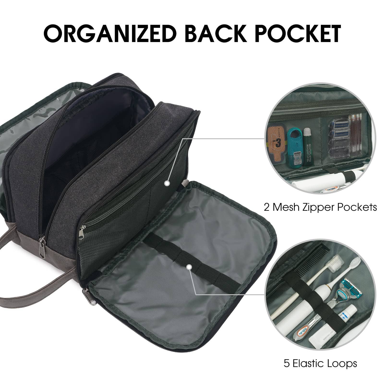 wandf - Wholesale Toiletry Bag - Men's - Canvas Travel Toiletry Shaving Bag Hanging Dopp Kit Unisex5