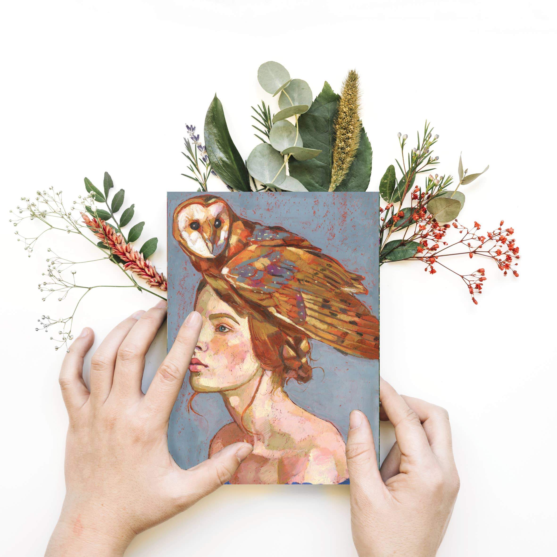 Atelier No.1 - Wholesale Postcard - Postcard, DIN A6, Owl, Woman2