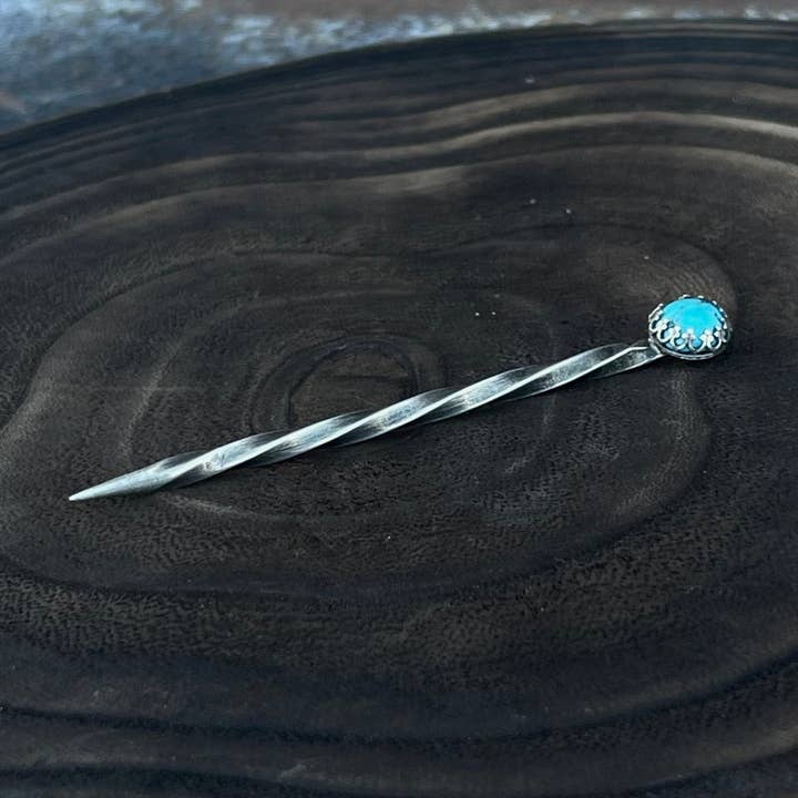 Boles silver, LLC - Wholesale Hat Accessory - Women's - Turquoise Sterling Silver Cowboy Toothpick - Hat Pin0
