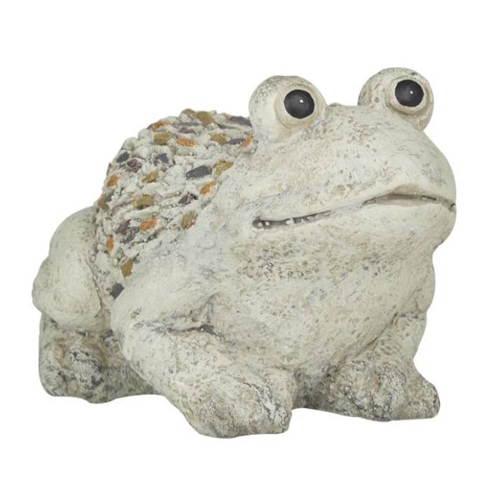 A-66931 : GRENOUILLE DÉCORATIVE EN POLYSTONE GRIS CLAIR POUR INTÉRIEUR ET EXTÉRIEUR pour la vente par Import Corner