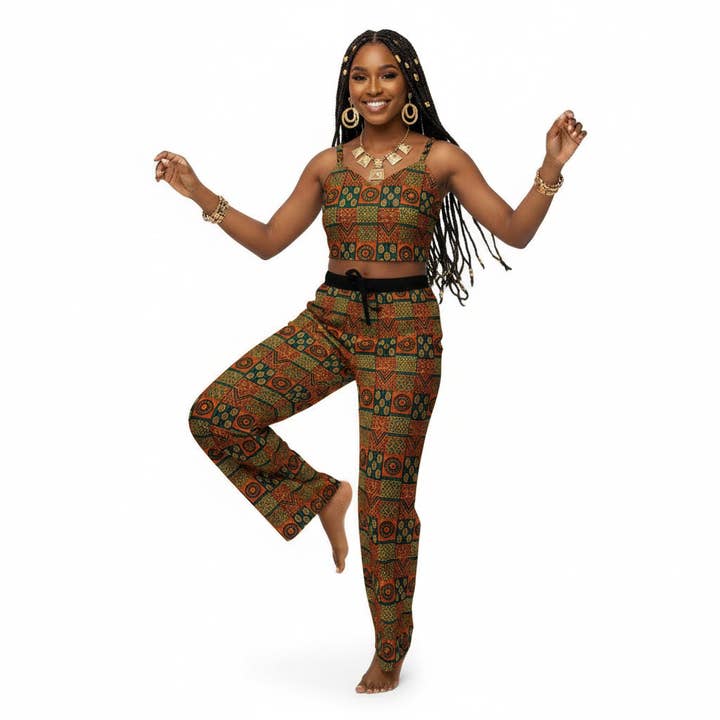 Calças de Pijama Femininas com Estampa Africana — Roupa de Dormir Confortável AOP por atacado de RC'nSONS