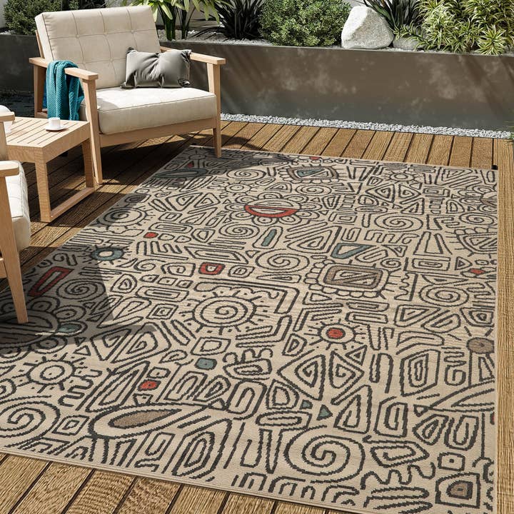 Tapis d'intérieur et d'extérieur Evette Rios Bohemian en polypropylène pour la vente par LR Home