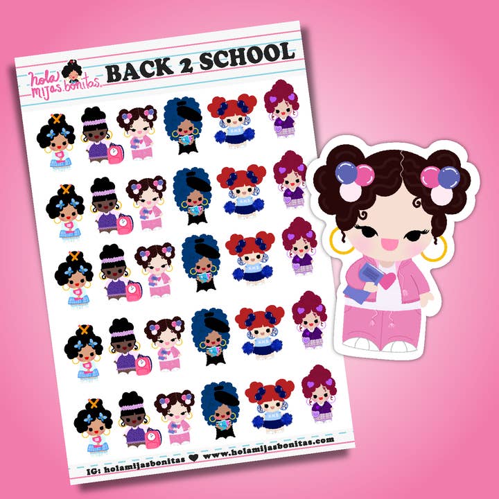 Petite feuille d'autocollants pour la rentrée scolaire pour la vente par Hola Mijas Bonitas