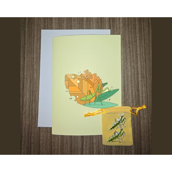 Funny Divorce Gift Set With Praying Mantis Earrings And Card for wholesale by Paper Bound Greetings