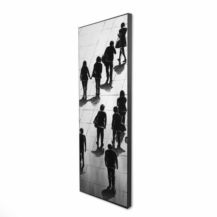 Brun Silhuetter af mennesker på | indrammet tryk på lærred 16 „x 48" for engroshandel på Faire