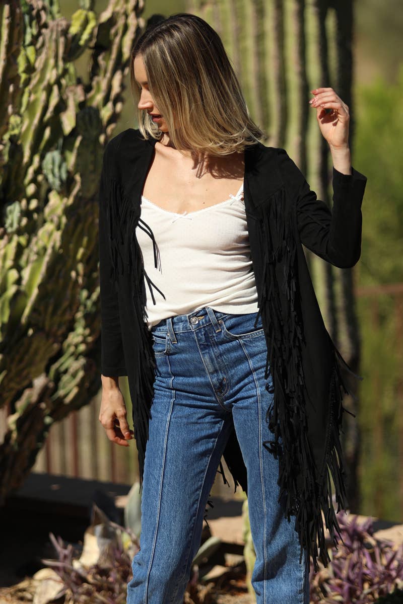 ANGIE - Wholesale Jacket - Women's - SJ598-ASIS FAUX SUEDE FRINGE DETAIL JACKET14