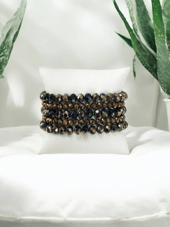 Black & Brown Stack Bracelet Set - B2127 for wholesale by Magnolia & Peach Jewelry Boutique, LLC