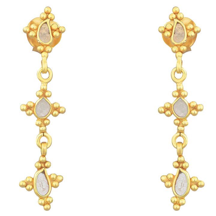 Delhi Diamond Starburst Line Earrings for wholesale by POMEGRANATE