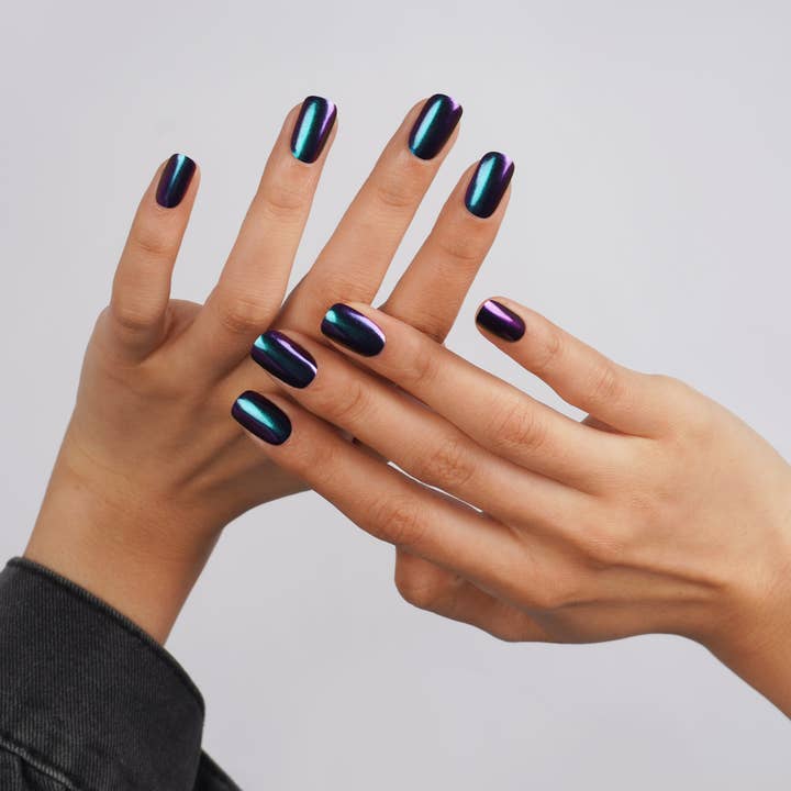 Danni & Toni - Wholesale Nail Art/Decal - Mystic Aurora Borealis Semi-Cured Gel Nail Strips | Lapis Luster - 2582
