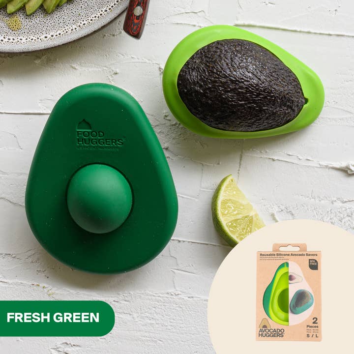 Food Huggers - Wholesale Food Storage Wrap/Bag - Green Avocado Huggers - Set of 2