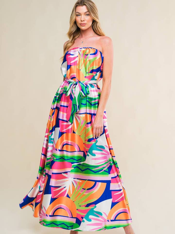 Um vestido midi estampado em tecido - ID21238 por atacado de FLYING TOMATO