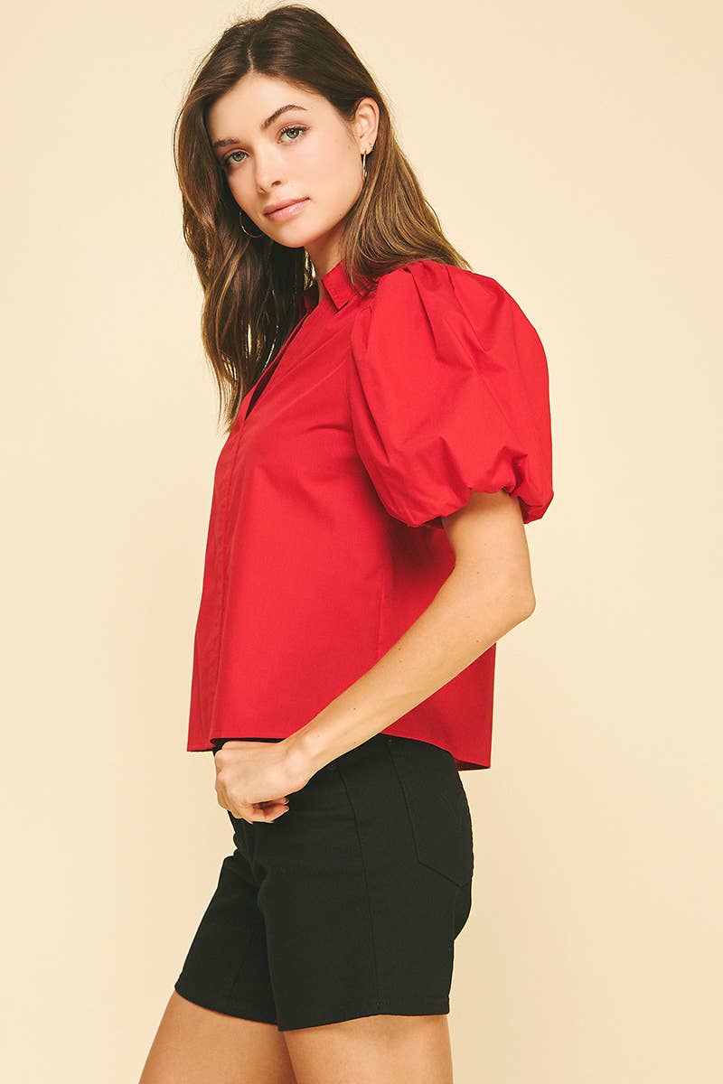 PINCH - Wholesale Blouse - Women's - BUBBLE SLEEVE BLOUSE TOP - 5707TB33