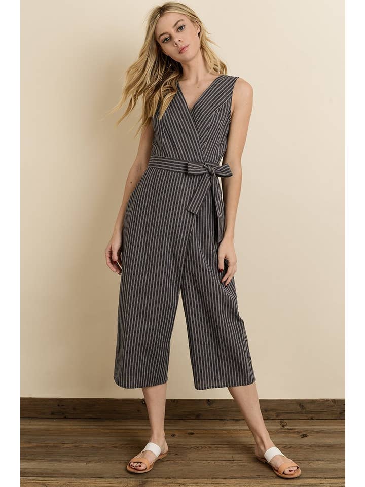 Dress Forum - Wholesale Jumpsuit - Women's - FP3198 Double-Stripe Surplice Cropped Jumpsuit10