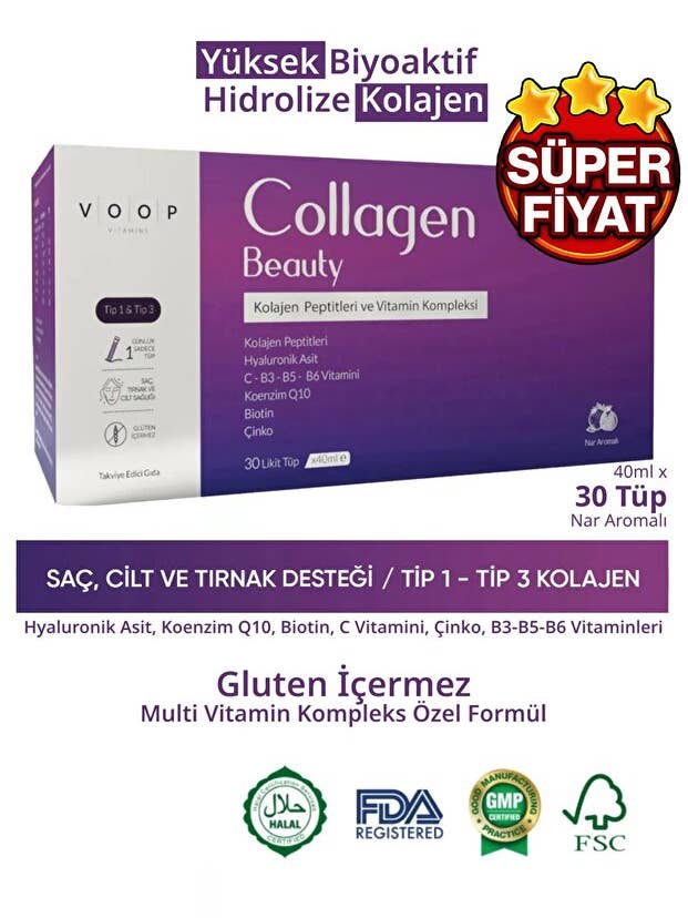 Collagen Beauty - High Bioactive Hydrolyzed Type 1 & 3, 30 Tubes for wholesale by Aladdin