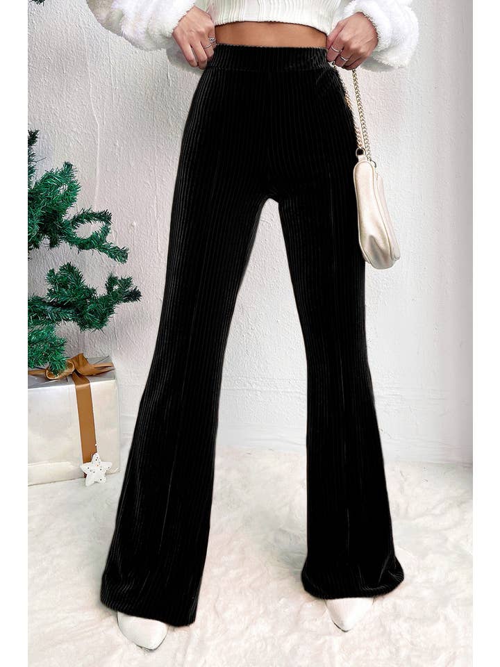 Black Corduroy High Waist Flare Pants for wholesale on Faire