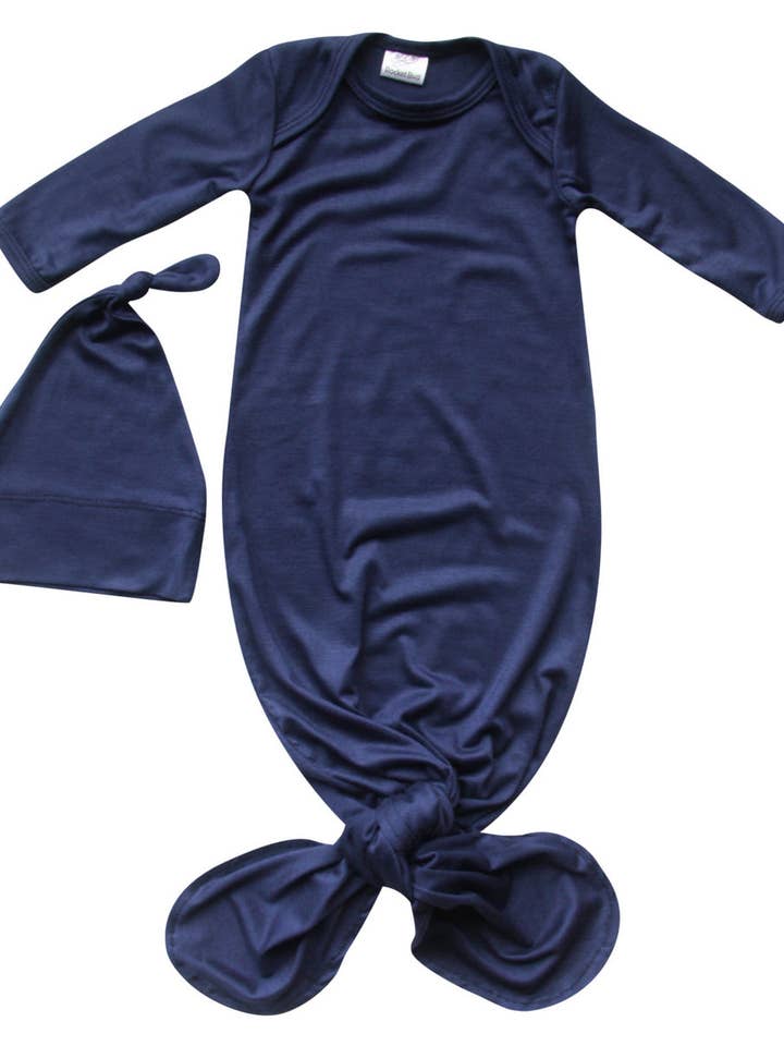 Rocket Bug - Wholesale Babygown Set - Baby - Silky Knotted Baby Gown with Knotted Hat - Infant Sleeper1