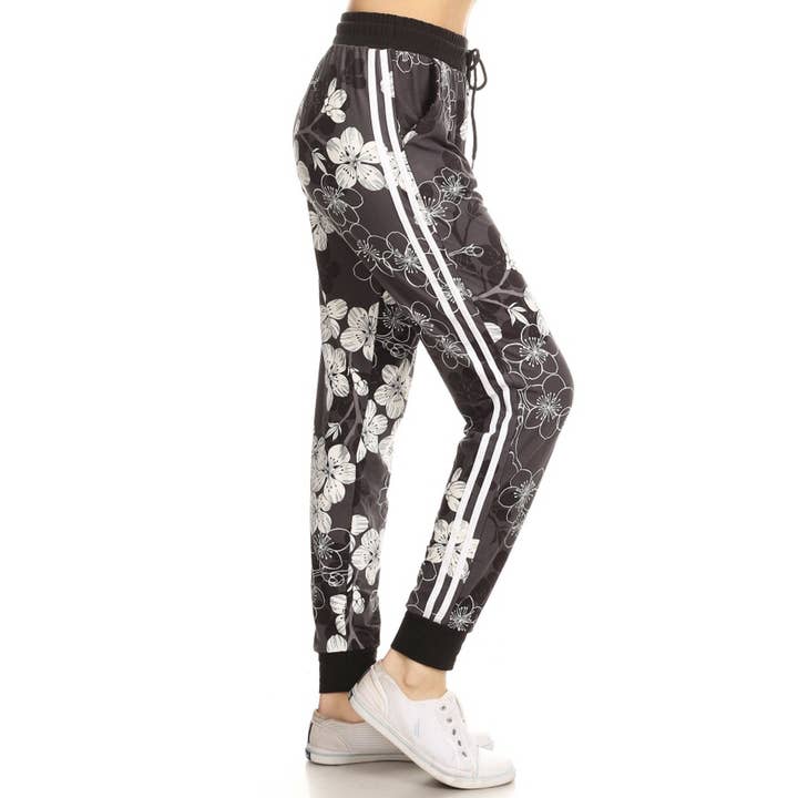 Buttery Soft Print Joggers with Side Stripes for wholesale by Leggings Depot