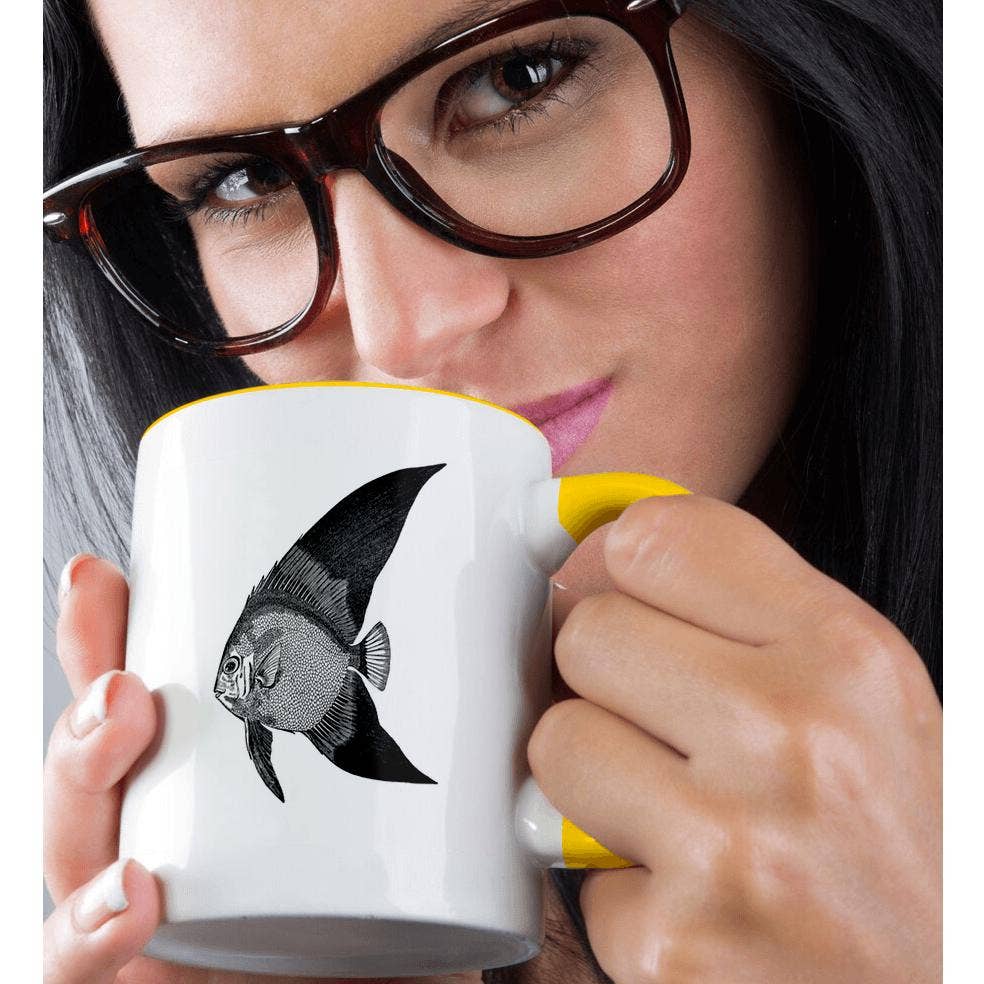 3dRose - Wholesale Coffee Mug - 3dRose, Tropical Fish vintage black and white illustration. exotic fins fishes, Mug1