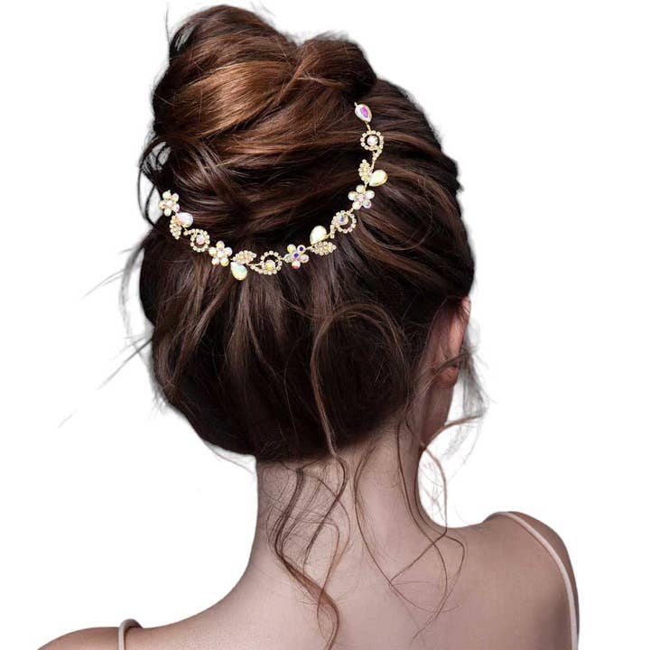 Copricapo a forma di chignon a grappolo, motivo floreale, multicolore per la vendita all'ingrosso da parte di Pearl and Rox