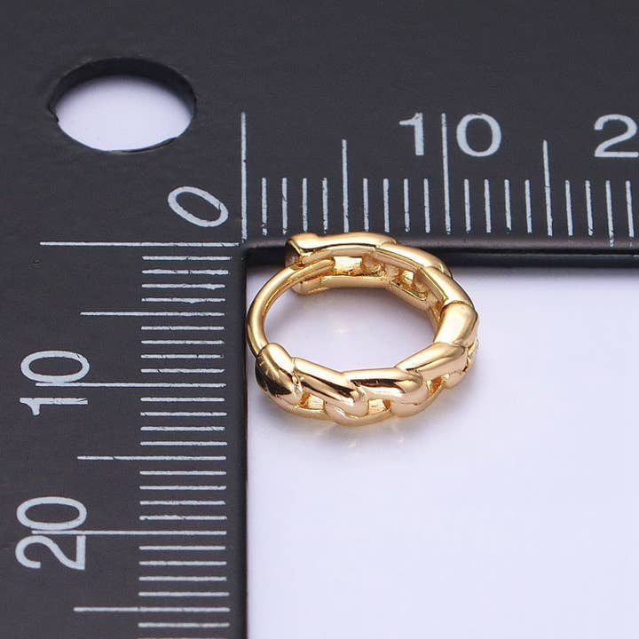 Aim Eternal - Wholesale Huggie Earrings - Dainty Gold Curb Link Chain Minimalist Huggie Earrings3