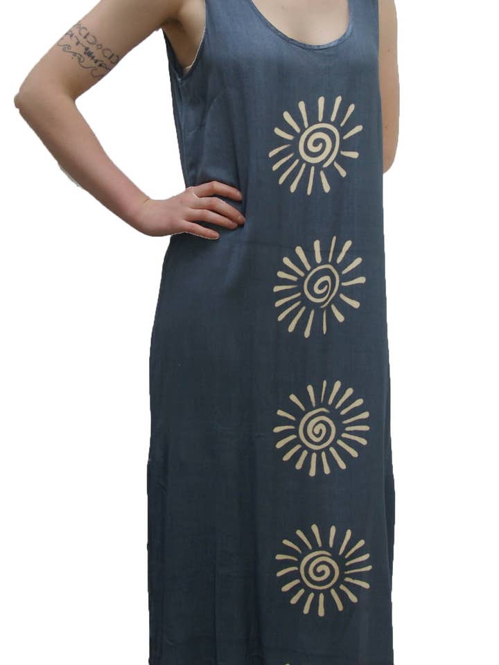 Langes ärmelloses Kleid aus Viskose mit Schlitzen für den Großhandel von KASHI INC