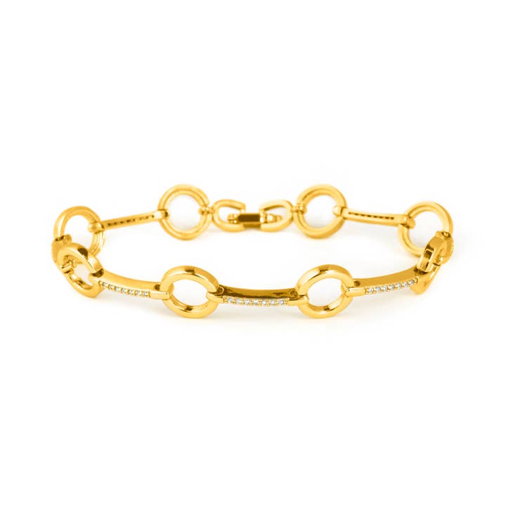 Pulsera Luxenter en zirconium brillant avec finition en or jaune 18k - Dimaran pour la vente par Luxenter