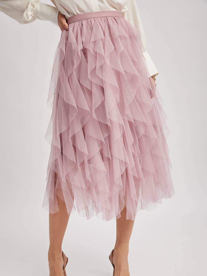 Bluivy - Wholesale Skirt - Women's - SPRIAL RUFFLED TULLE MIDI SKIRT11