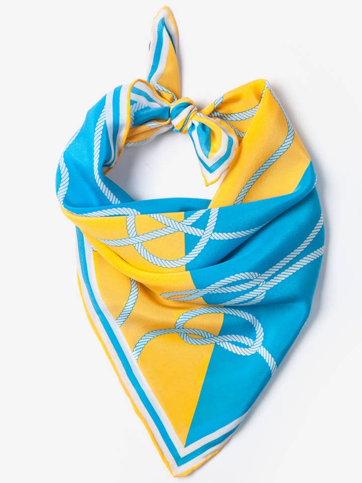 Nautical Knots Rope 100% Silk Crepe Scarf by Alynn for wholesale by Alynn