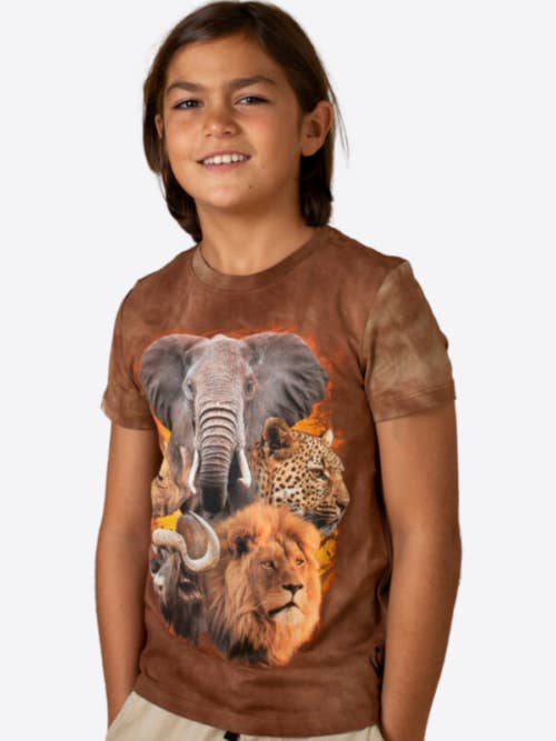 Camiseta Big 5 para jóvenes teñida de color natural para venta al por mayor de Wild Style