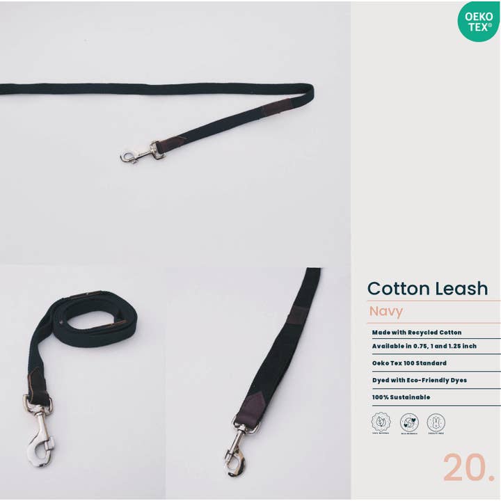 Navy Canvas Dog Leash for wholesale by Paw Lee Ltd