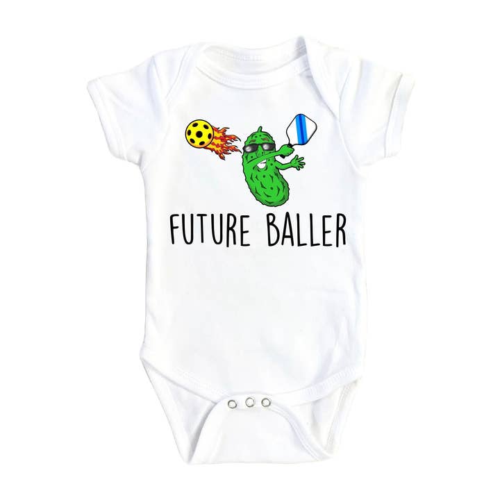 Pickleball Baller - Baby Boy Girl Clothes Infant Bodysuit Funny Cute Newborn for wholesale by North Fork Forager LLC