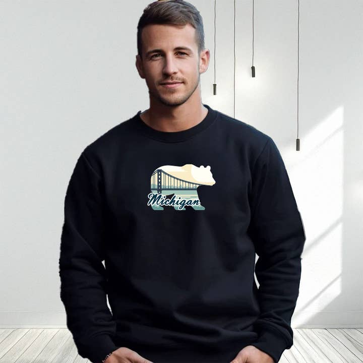 "Bear Bridge" Men's Classic Crew Sweatshirt for wholesale by LIVNFRESH