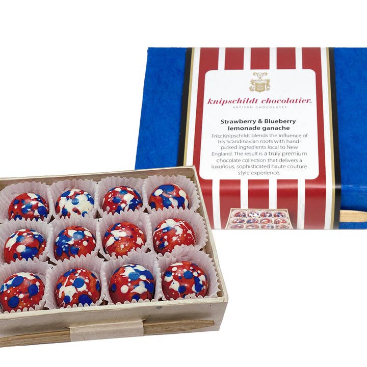 Knipschildt Chocolatier - Wholesale Chocolate Box - 12p Strawberry & Blueberry Lemonade Bonbons