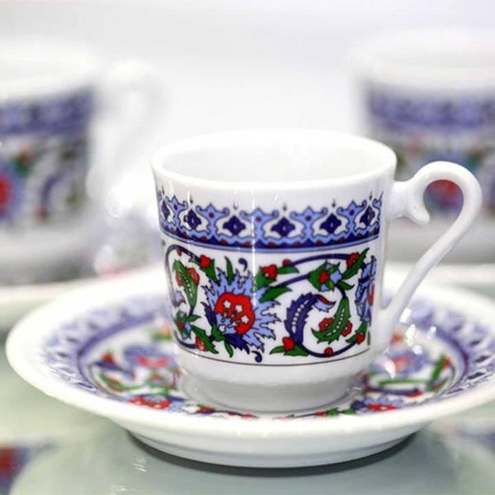 Hakan - Wholesale Tea Pot - Turkish Coffee Cup Set of 6, Porcelain Fancy Espresso Cups1