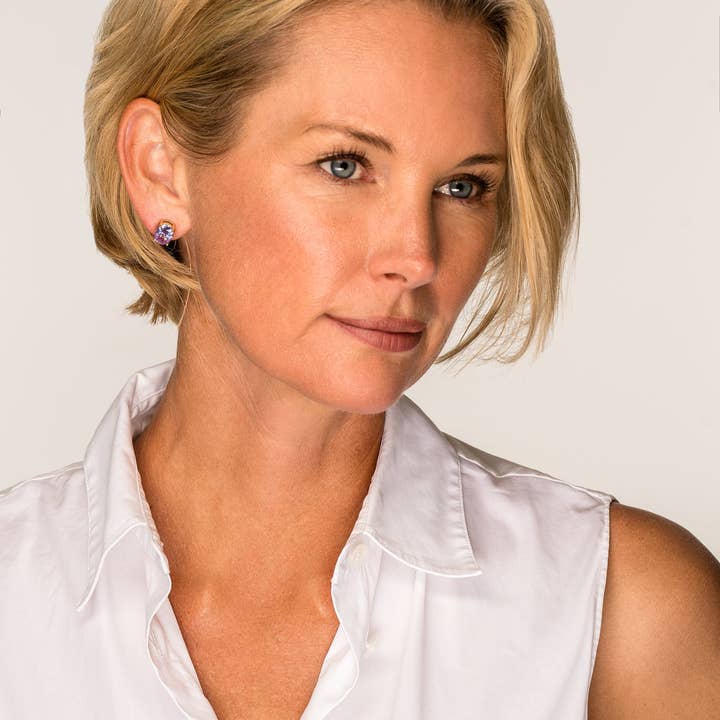 Violet & Brooks - Vente Clous d'oreille - Boucles d'oreilles à tige en cristal étincelant Mia3