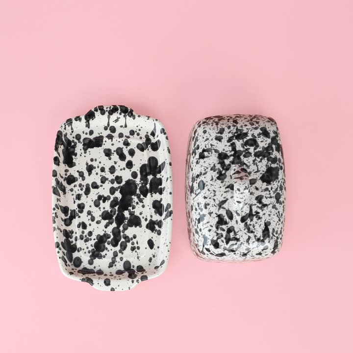 Alfar Tierra Cocida - Wholesale Butter Dish - Butter tray Butter plate /White and Black GALAXIA3