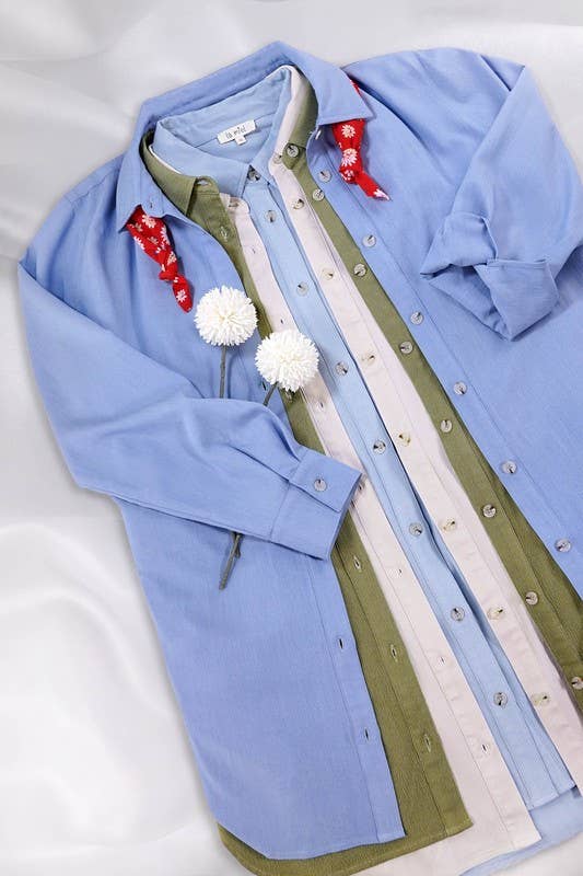 La Miel – Engroshandel Skjorte med buttondown – til kvinder – La Miel løs pasform tunika med knapper og sidelommer12