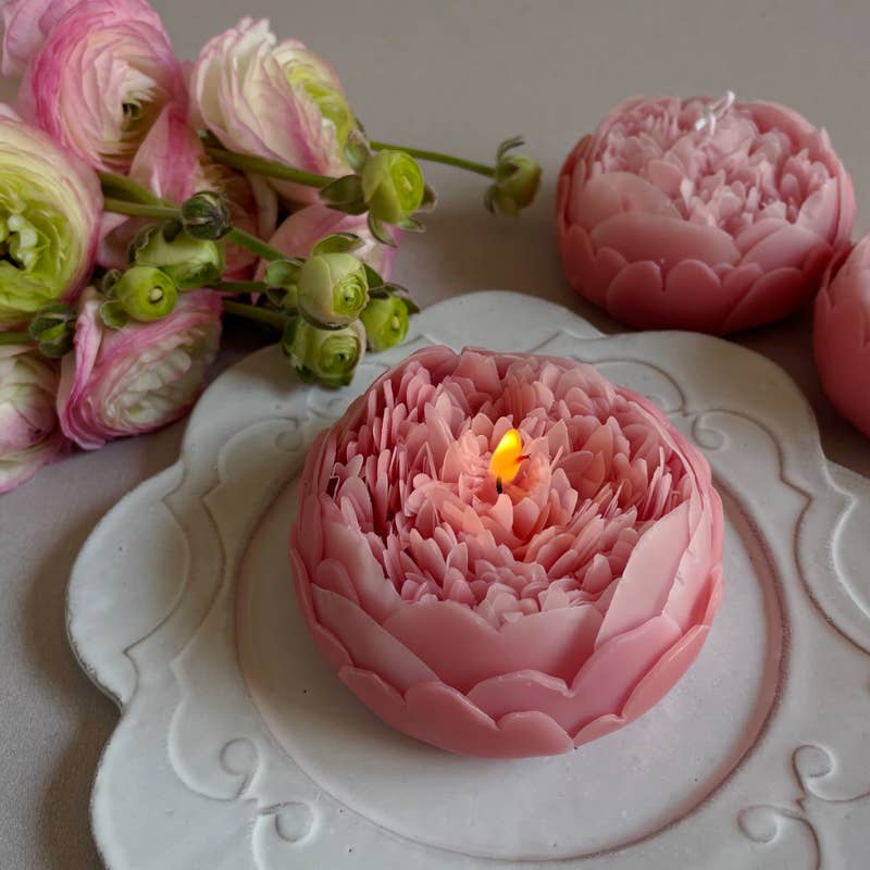House of Shokunin - Wholesale Novelty Candle - Cake Topper, Home Decorative Candle, Party Candle, Handcrafted Scented Candle, Peony Flower Candle, Floral Gift Candle, Pink Flower Candle