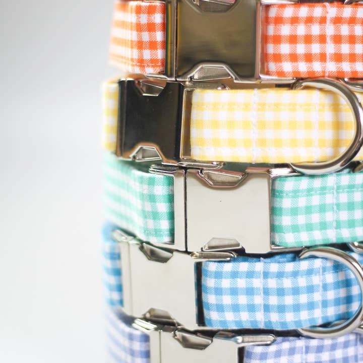 The Oxford Dog - Wholesale Pet Collar - Dog - Gingham Dog Collar, Boy Dog Collar, Light Blue Dog Collar