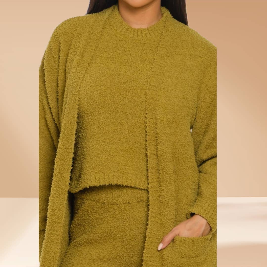 Celystrends - Vente Ensemble de vêtements d'intérieur – femme - Ensemble de 3 pièces Ensemble de détente douillet Teddy comme Skim7