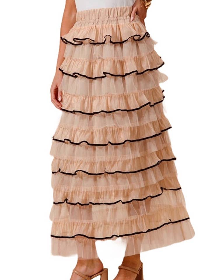 Layered Ruffled Tulle Maxi Skirt for wholesale by Vanilla Monkey